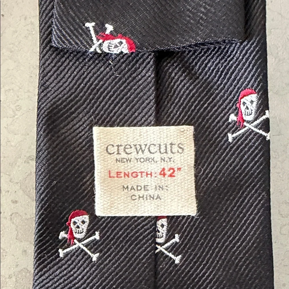 Black Skull Patterned Boys Tie
